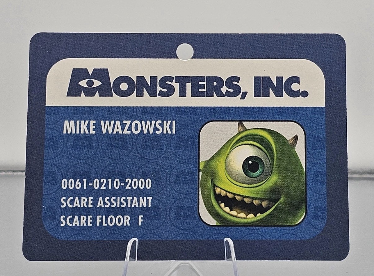 Mike Wazowski ID Card Badge Disney Pixar Monsters Inc. 2001 Topps Rookie License