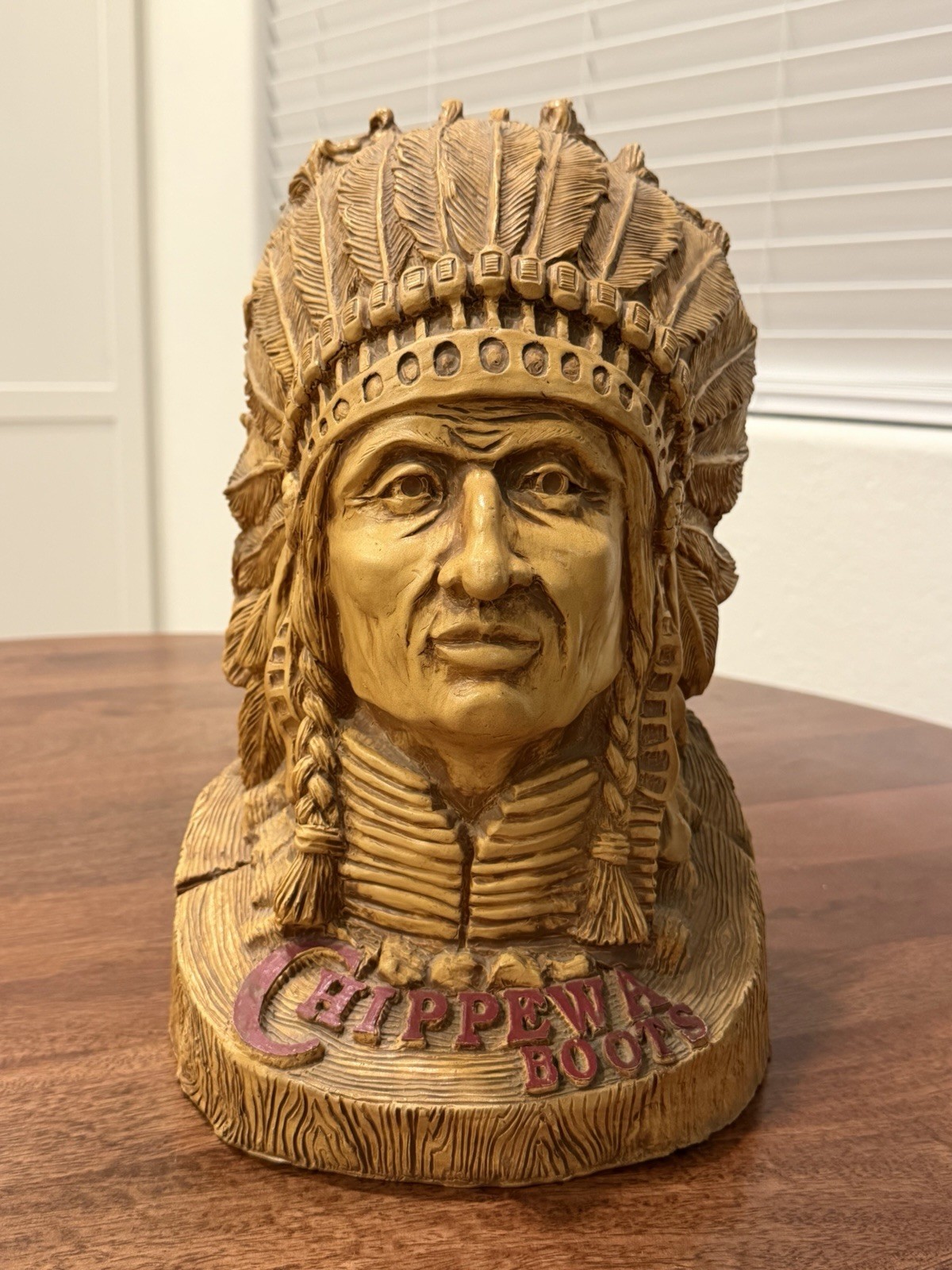 Chippewa Boots Indian Chief Head Bust Store Sign Display Advertisement 