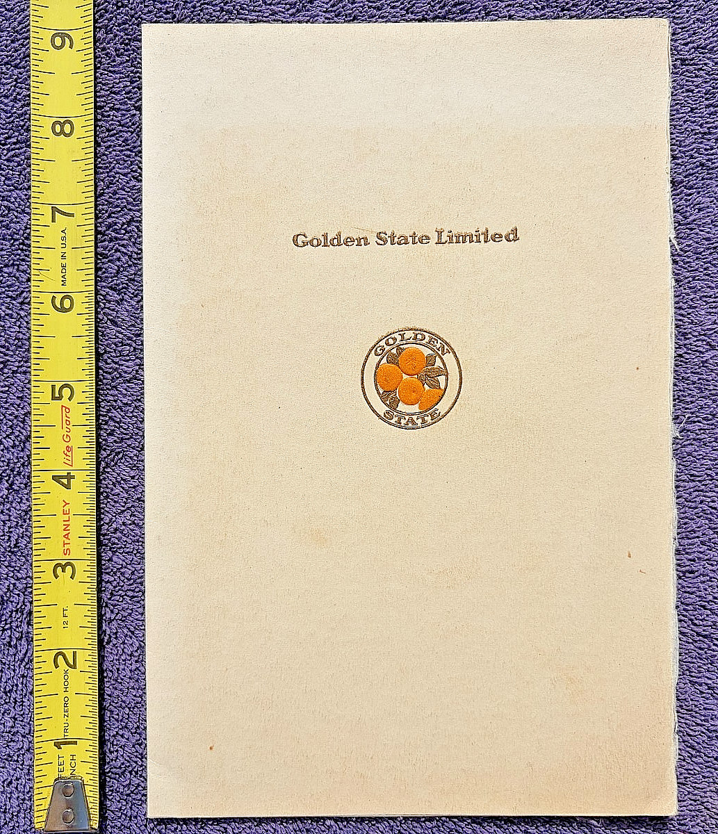 1931 Golden State Limited Railroad Menu Rock Island RR Southern Pacific Railway