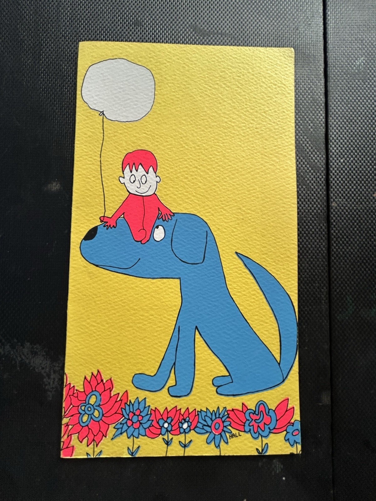 Vintage  Greeting Card  Blue Dog Grandma Pickle & Her Boys N.Y. New York used