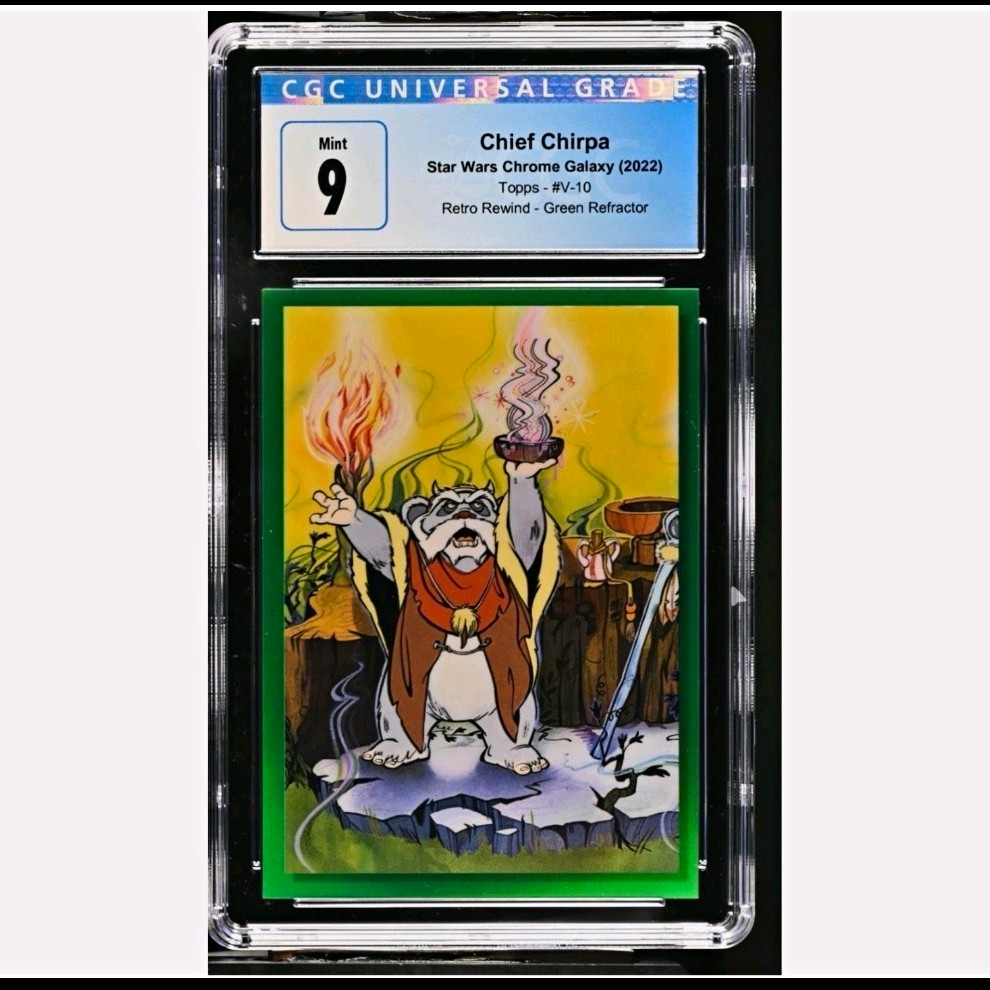 Topps 2022 Star Wars Chrome Galaxy Retro Rewind Green Refractor V-10 CGC 9