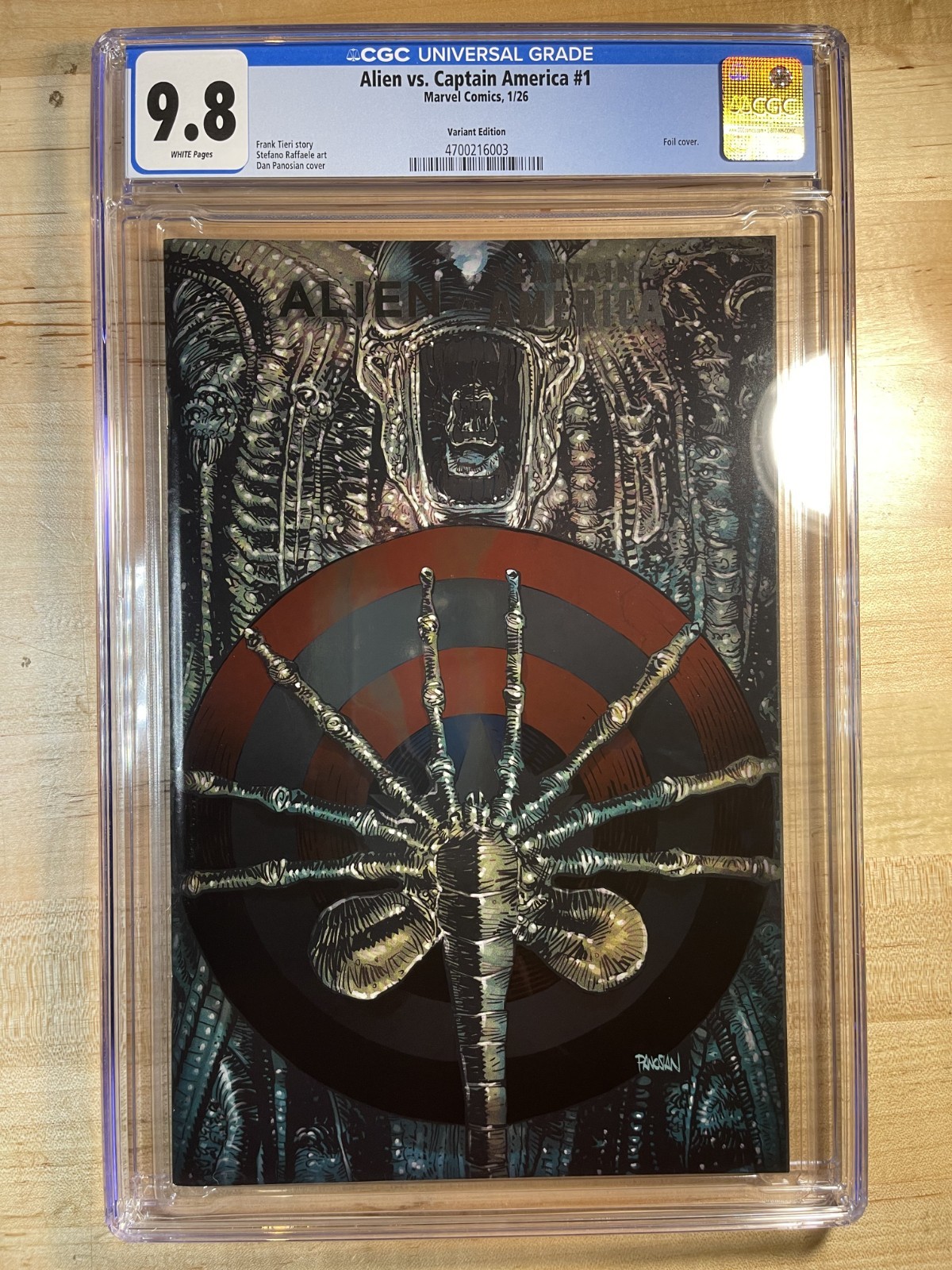 ALIEN VS CAPTAIN AMERICA 1 PANOSIAN FOIL VARIANT CGC 9.8