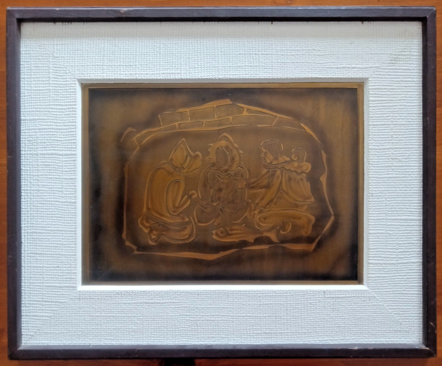 Vintage MCM Intuit Copper Relief Wall Art Framed Signed Tilt Art Scottsdale AZ