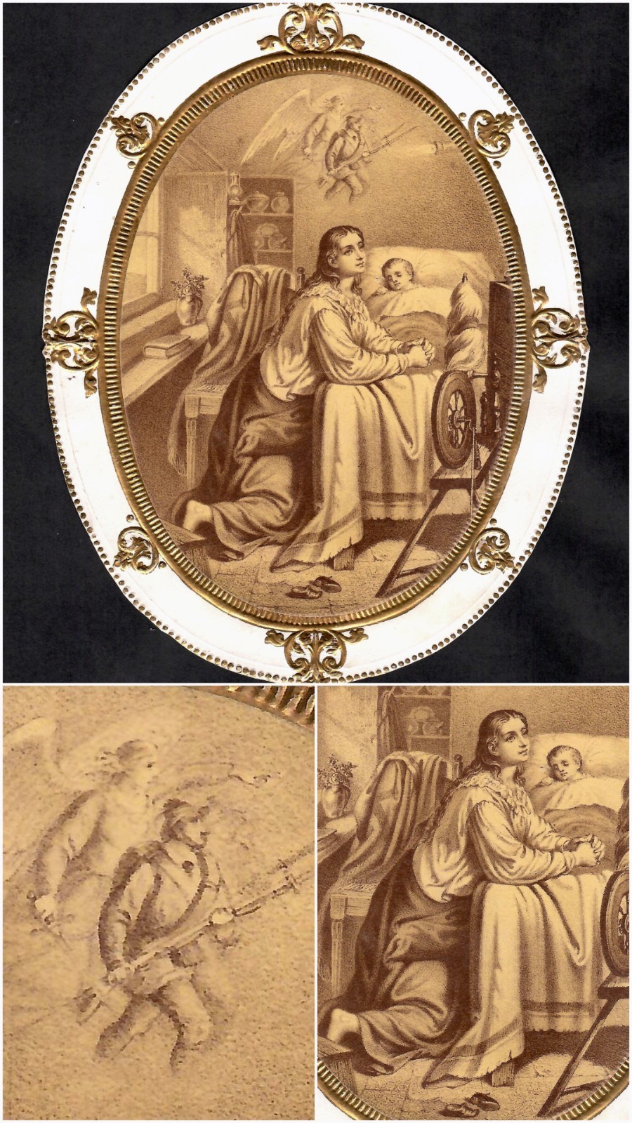 VICTORIAN ALLEGORICAL EPHEMERA MOTHER, CHILD, ANGEL & MILITARY SOLDIER 8