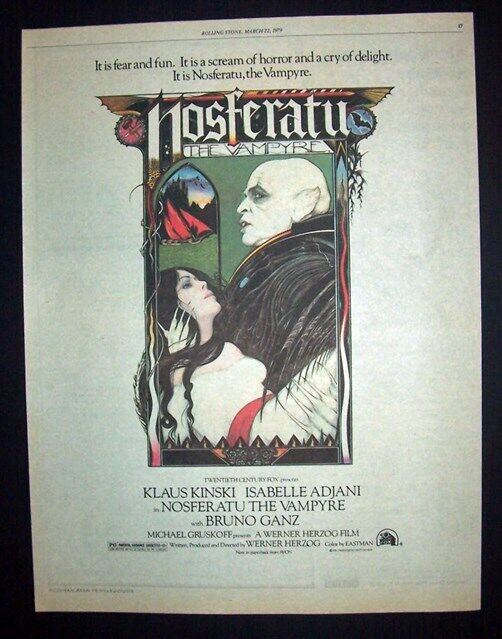 Nosferatu The Vampire National Release 1979 Poster Type Movie Advert, Promo Ad