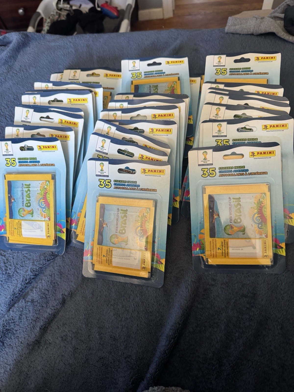37 2014 Panini FIFA World Cup Brasil Blisters 1295 Stickers Ronaldo Messi Sealed