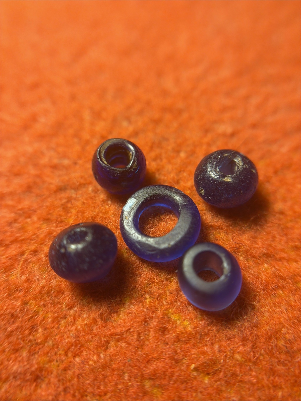 Real Antique 1700s - 1800s Dutch Dogon Blue African Trade Bead Lot Of 5 Beads