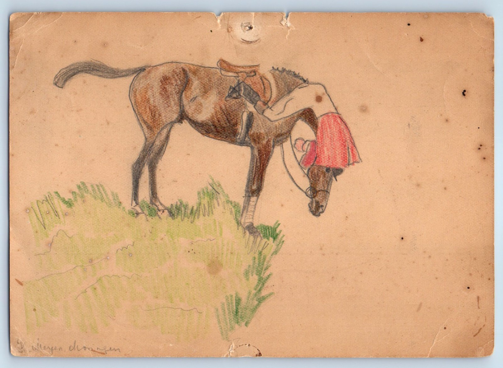 c1910\'s Horse Hand Drawn Art Animals Unposted Antique Postcard
