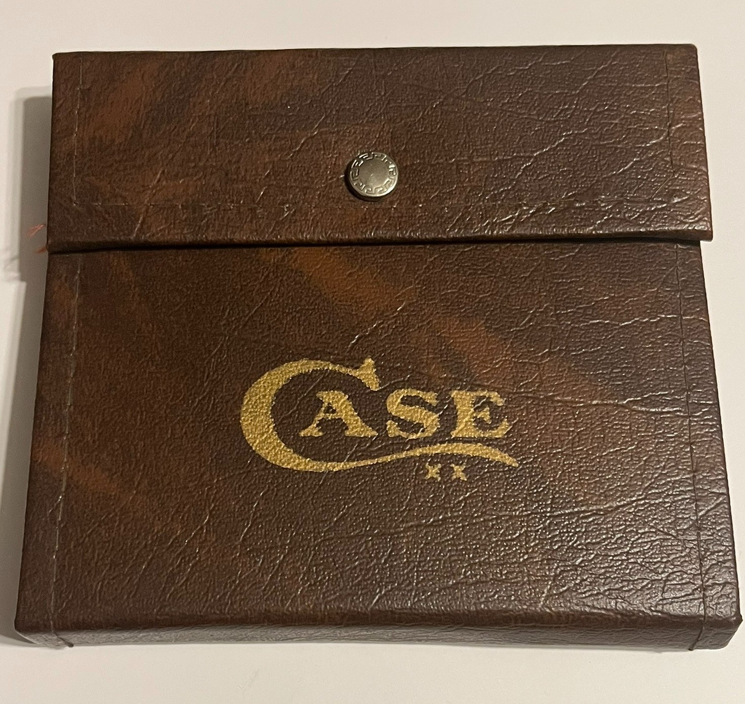 Vintage Case XX Brown Faux Leather Binder Folding Knife Storage - Holds 3 Knives