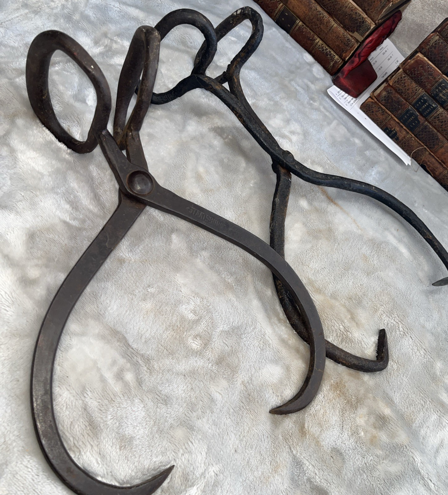 Vintage Antique Staatsburg Large Ice Tongs Pair