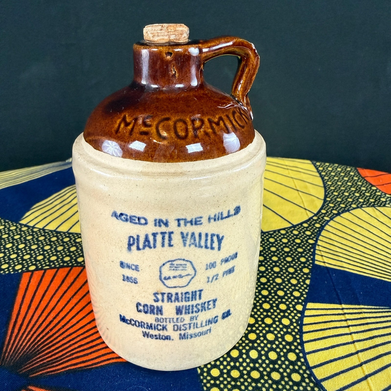Platte Valley Whiskey Jug Mini Stoneware McCormick Distilling Weston MO