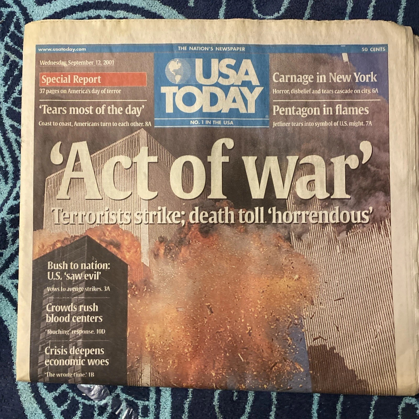 USA TODAY Newspaper September 12, 2001 \