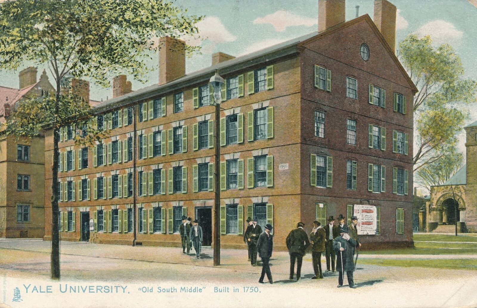 NEW HAVEN CT - Yale University Old South Middle (Built 1750) Postcard - udb