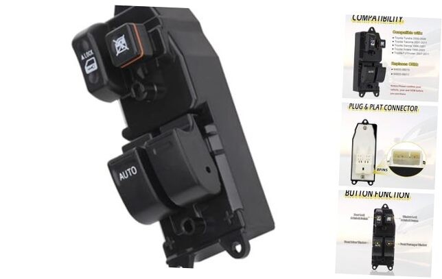Master Power Window Switch Driver Side Control Button Compatible with Toyota