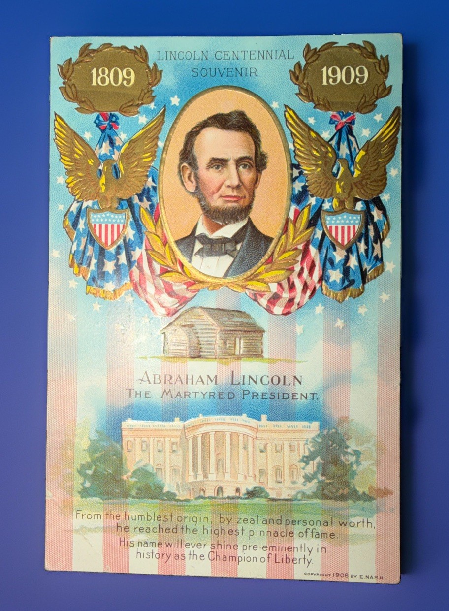 Antique Lincoln Centennial Souvenir President Log Cabin White House Patriotic