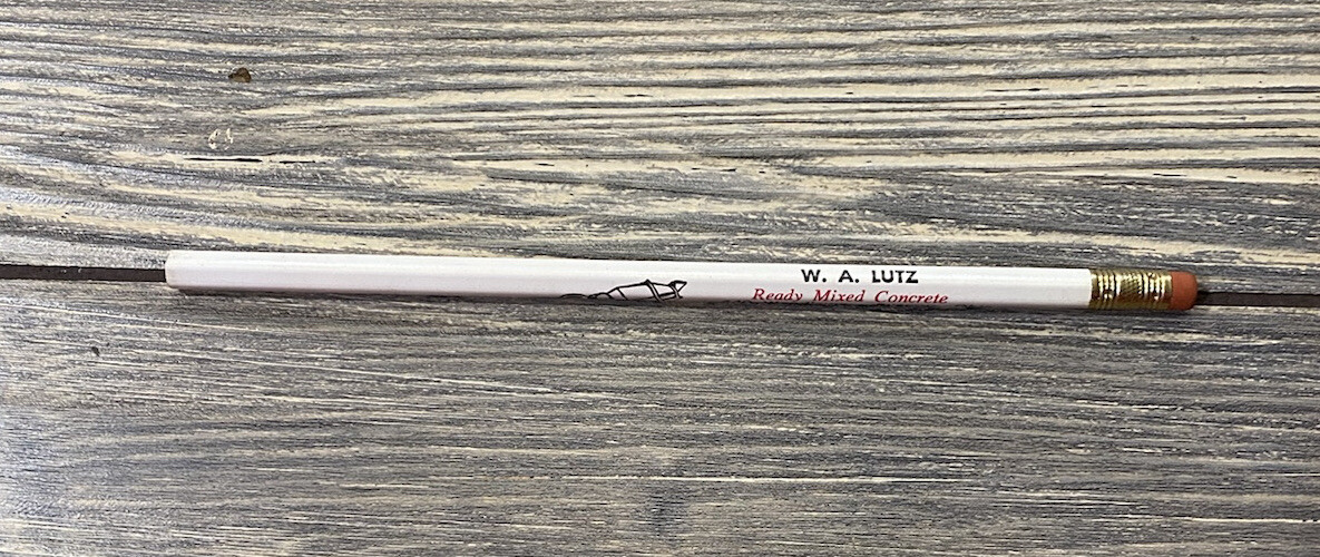 Vintage W A Lutz Ready Mixed Concrete Bucyrus Ohio Unsharpened Pencil