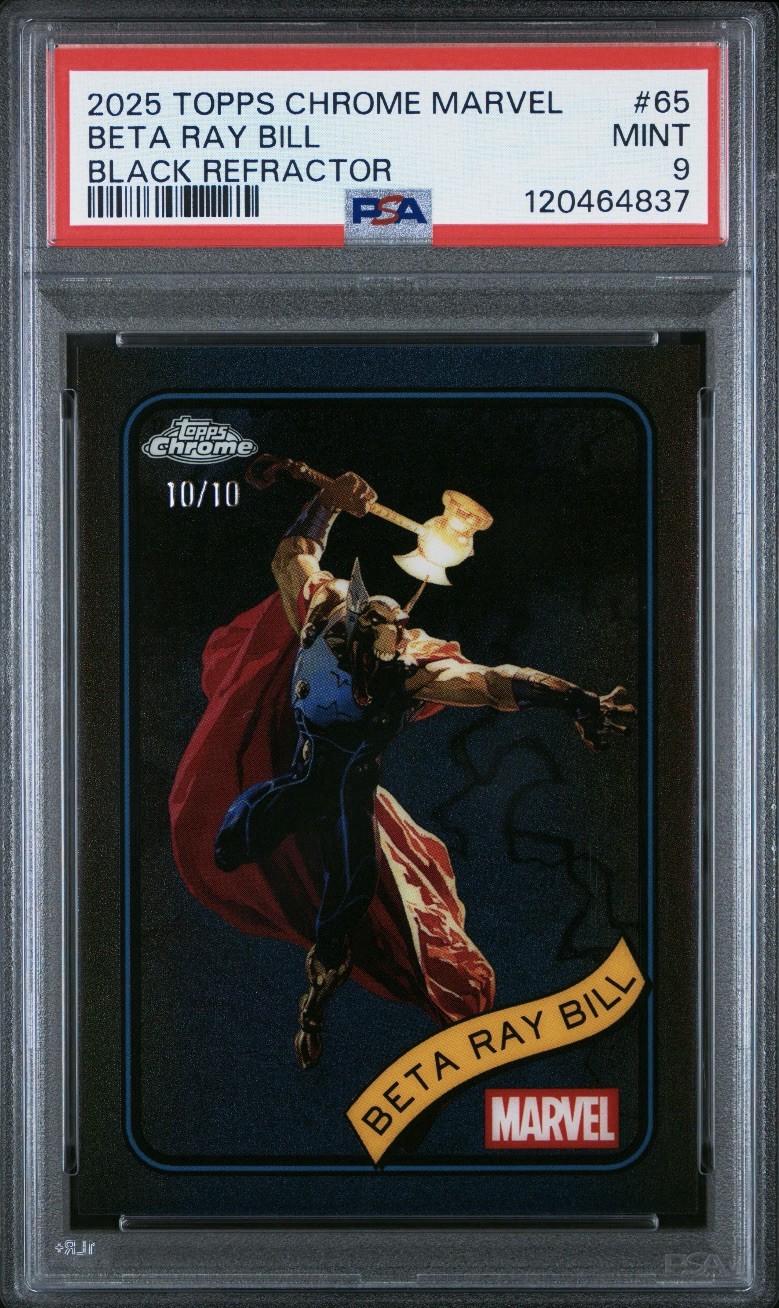 2025 Topps Chrome Marvel Beta Ray Bill Black Refractor 10/10 #65 PSA 9 Bookend