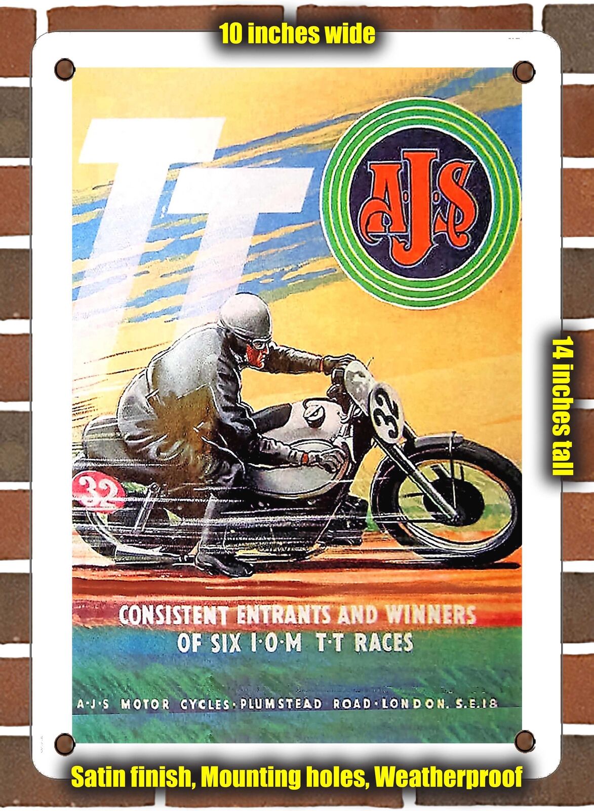 METAL SIGN - 1950 Tt AJs Consistent Entrants and Winners of Six I O M T T Races