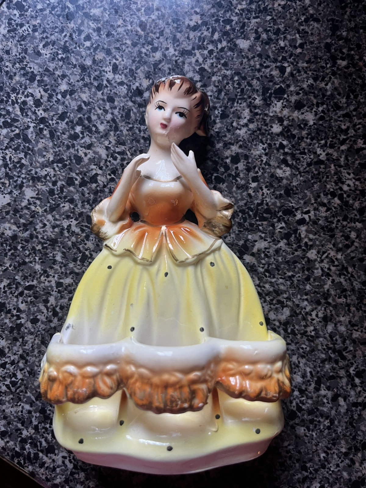 Vintage 1950's Chadwick Japan Lady Lipstick Holder, Yellow Dress