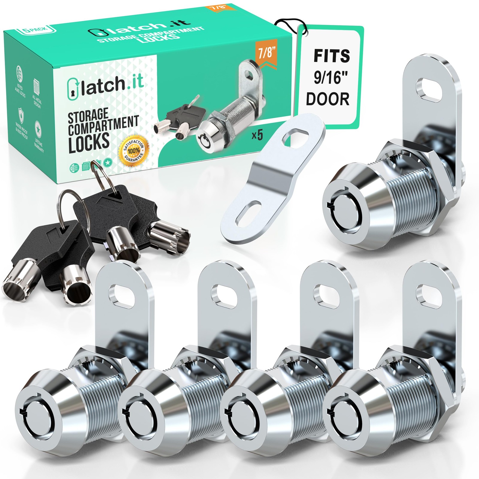 LATCH.IT 7/8” RV Storage Locks | 5-Pack RV Compartment Locks | Utility Cam Lock