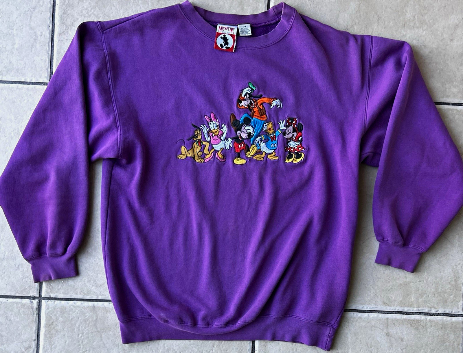 VTG 1990s Rare Mickey, Inc. Disney Purple Embroidered Crewneck Sweatshirt M