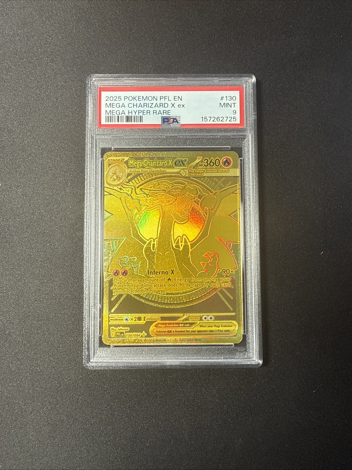 PSA 9 Mega Charizard X 130/094 Phantasmal Flames Pokémon TCG English