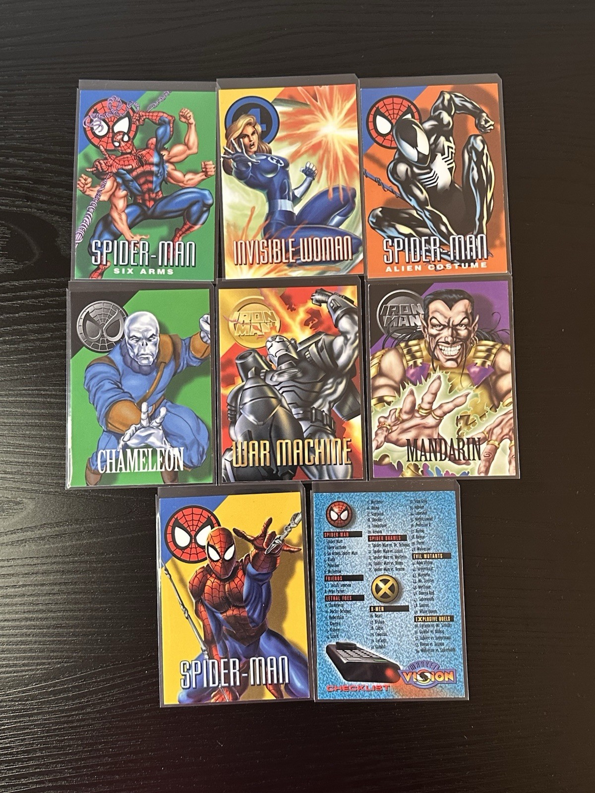 1996 Fleer Skybox Marvel Vision Lot Of 8 Trading Cards Spider-Man