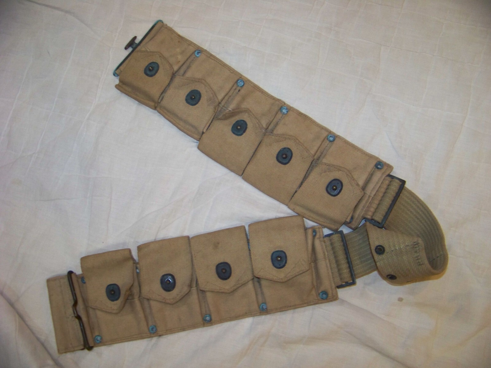 Vintage P B & Co. Military Bandolier  9 Pouch Belt