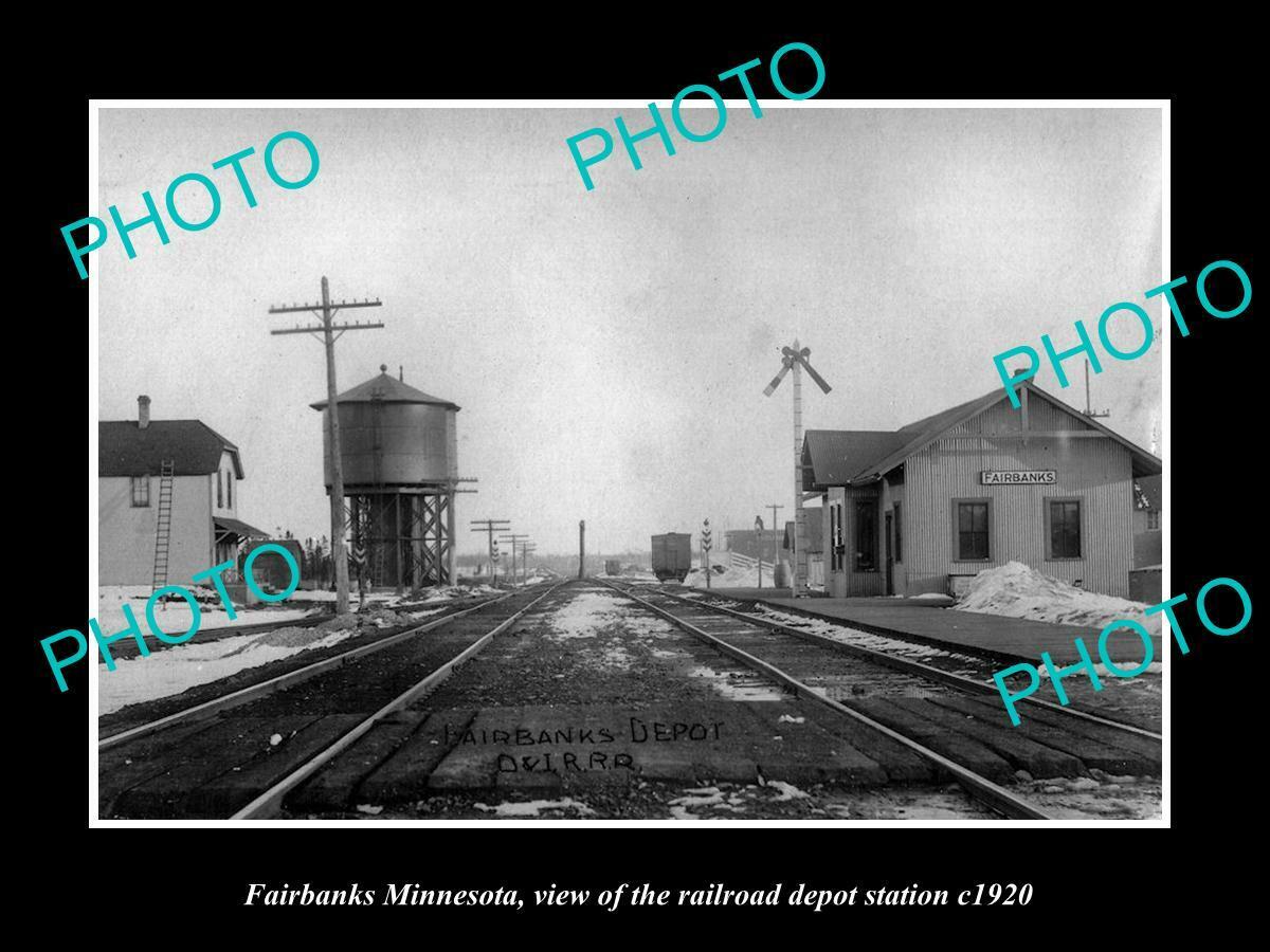 OLD 8x6 HISTORIC PHOTO OF FAIRBANKS MINNESOTA THE RAILROAD DEPOT STATION 1920