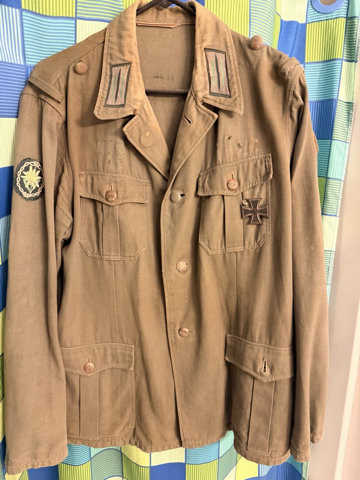 Original Ww2 German Tunic With Medal And Case For Cross