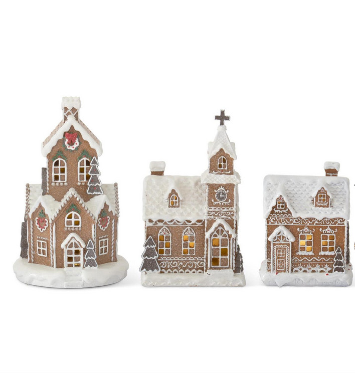 K & K Interiors - Gingerbread LED House Set- 56043A