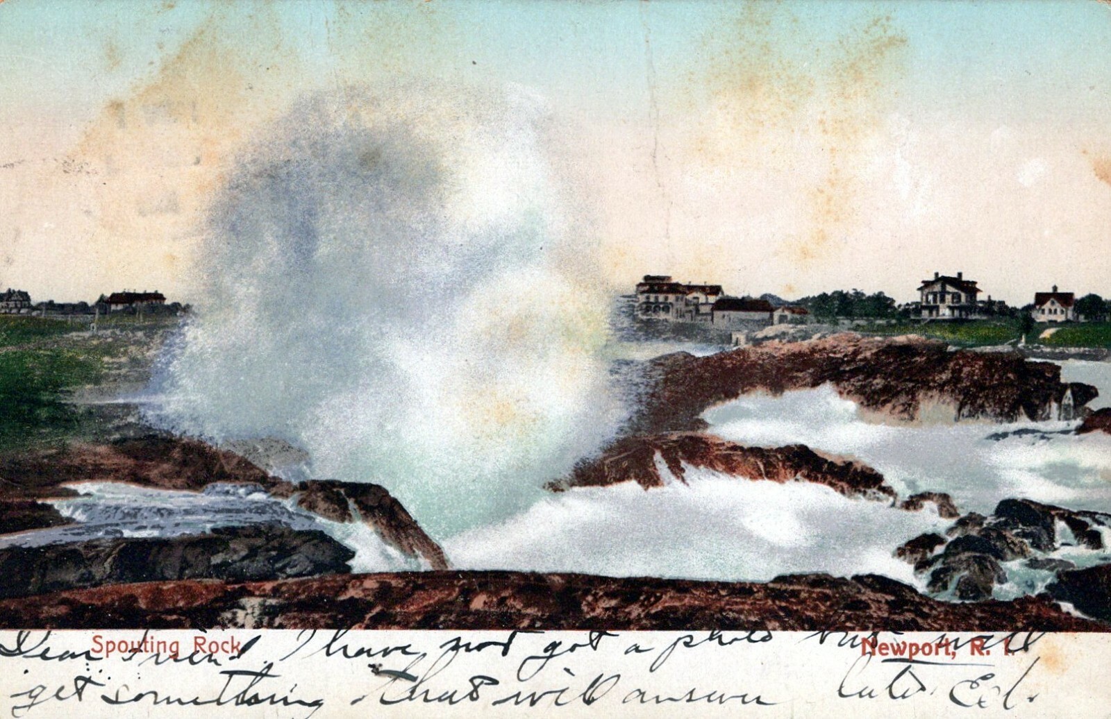 Spouting Rock Newport Rhode Island Posted Vintage Undivided Back Post Card