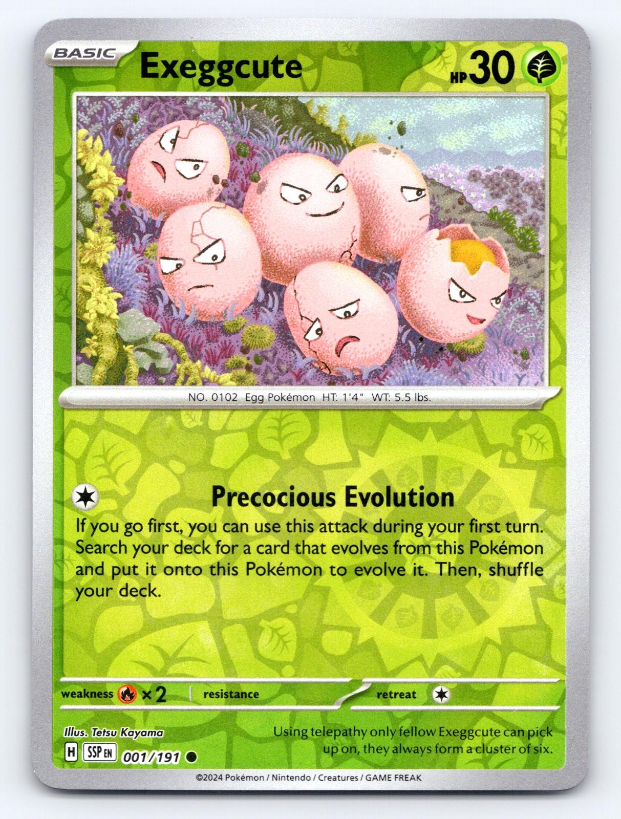 Exeggcute 001/191 Common Surging Sparks Pokemon Reverse Holo Near Mint