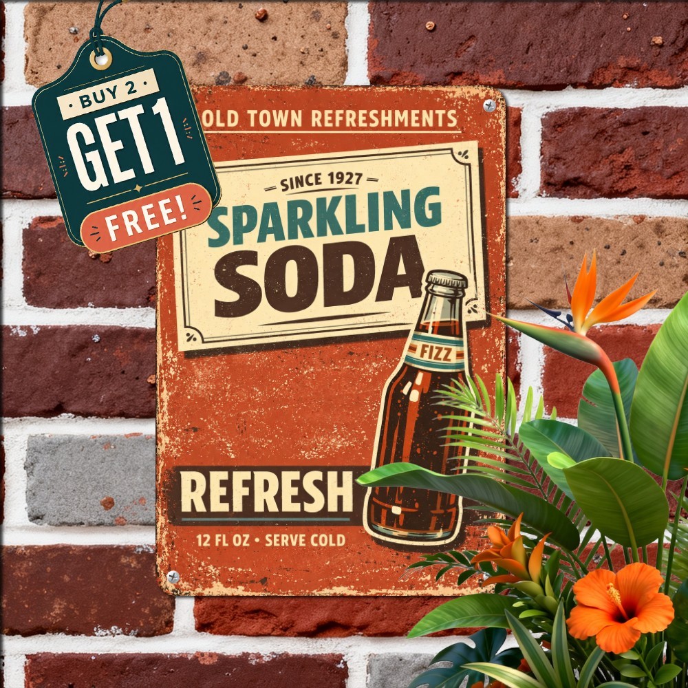 Vintage Cola Cups Metal Tin Signs - Retro Beverage Wall Art, Waterp 20260324 113