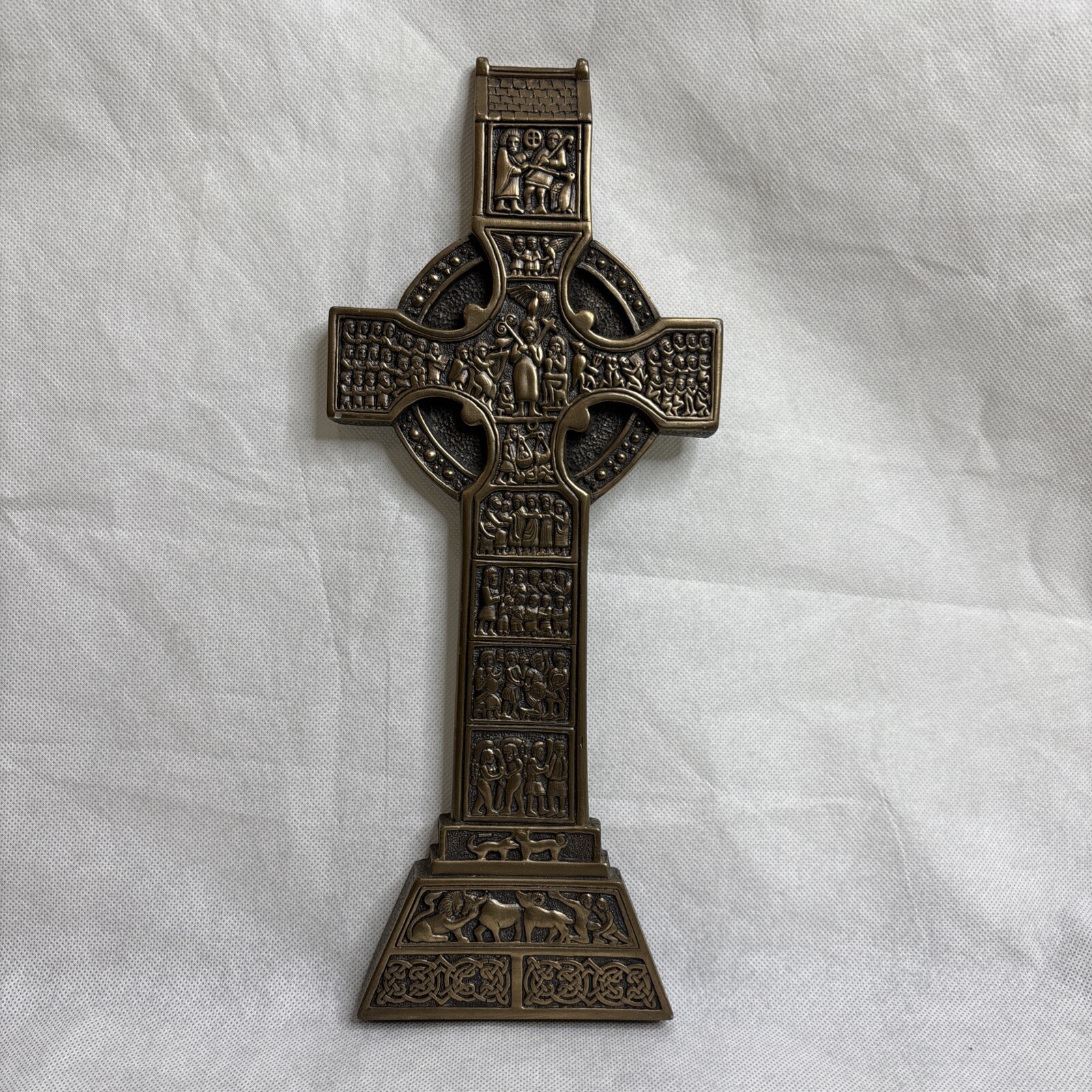 Rare Vintage 1989 Heritage Fine Arts Cold Cast Bronze Celtic Cross Ireland-12”