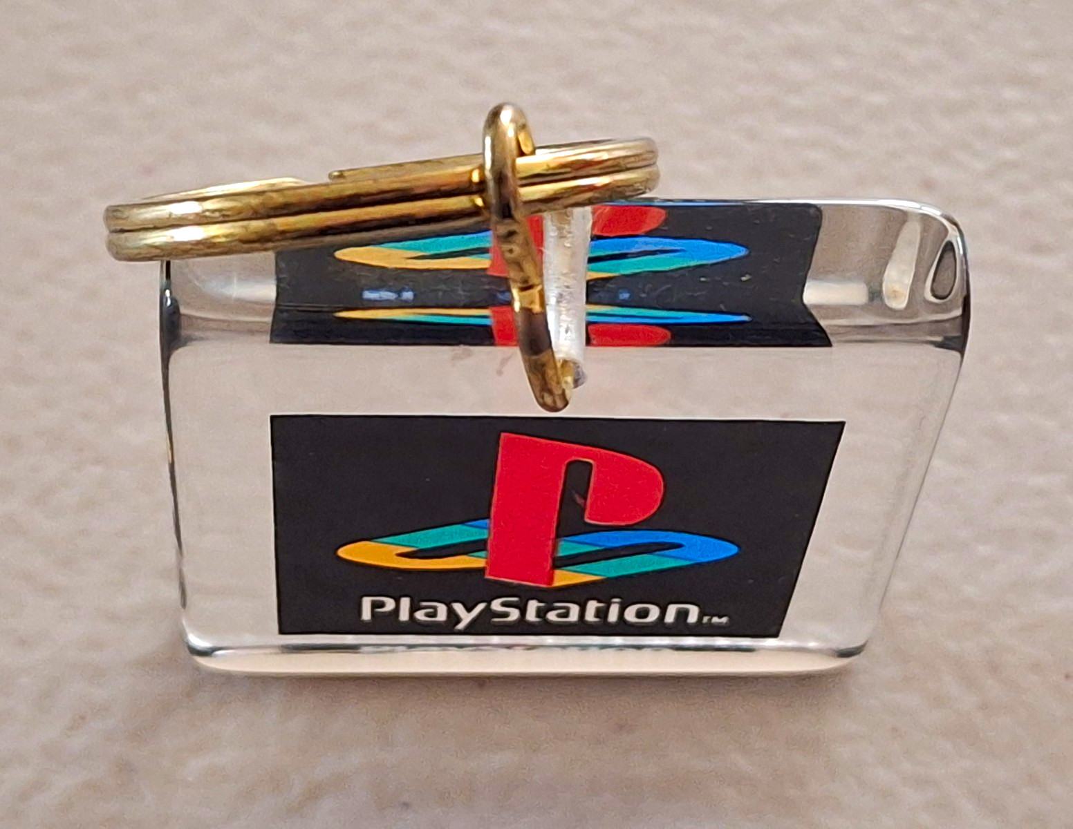 Vtg 1996 PlayStation Clear Acrylic Logo Keychain Sony Employee Promo Early TM