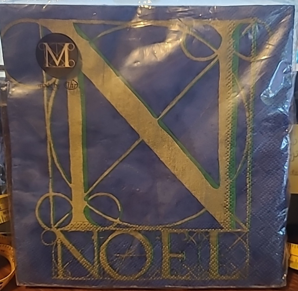 Vtg Noel Christmas MMA Paper Napkins Metropolitan Museum of Art NOS Blue 3 ply