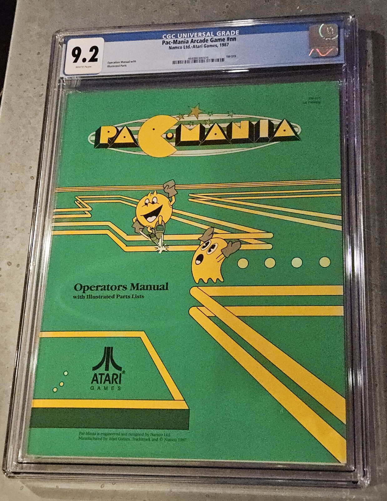 Atari PAC-MANIA ORIGINAL 1987 Arcade Game Manual - FIRST PRINTING CGC 9.2 🟡👻