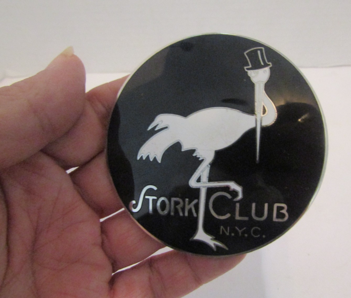 Vintage 1940s Stork Club NYC Car License Plate Topper Badge 3 Vintage 1940s Stork Club NYC Car License Plate Topper Badge 3