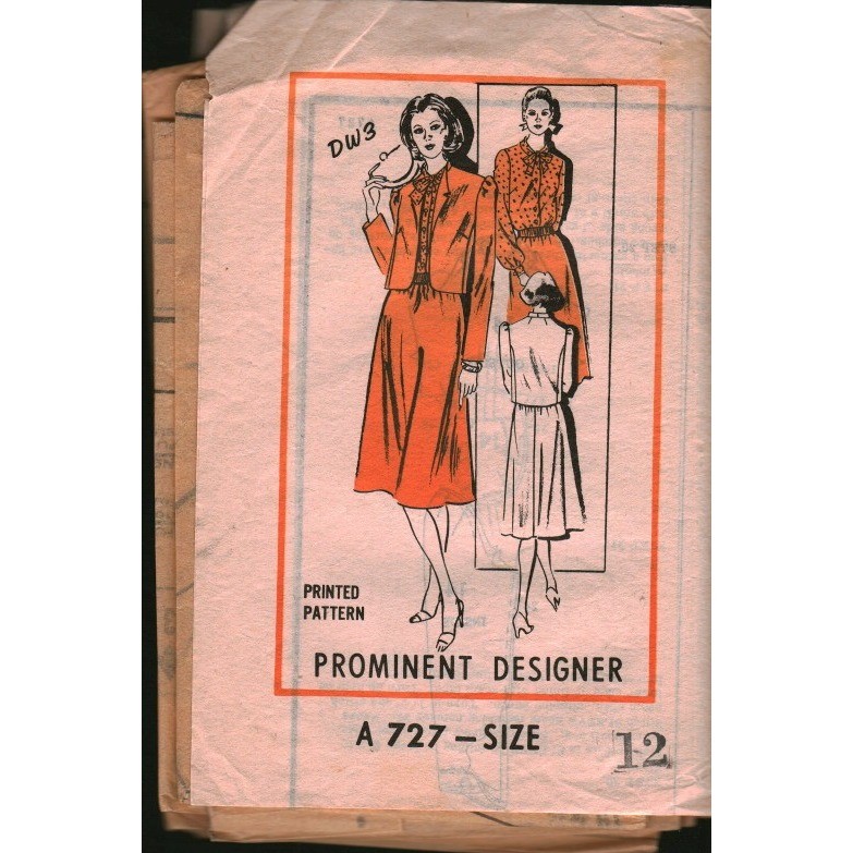 Vintage Prominent Designer Pattern A727 Reader Mail Dress and Jacket Size 12