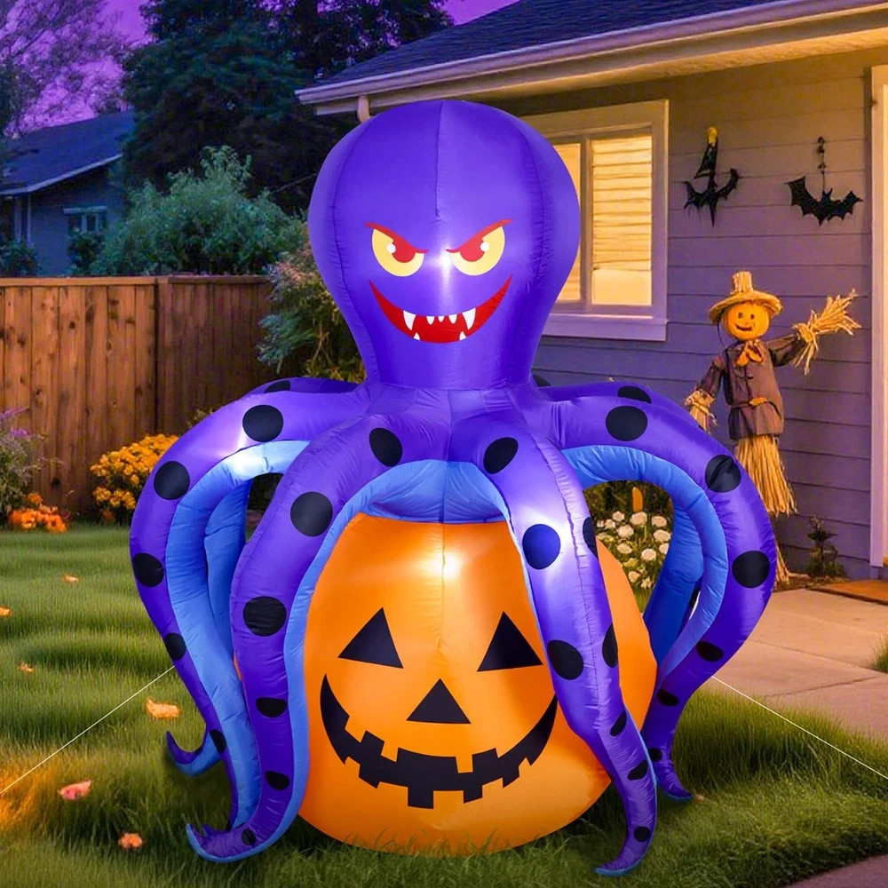6.2 FT Halloween Inflatables Decorations Outdoor - Octopus Pumpkin Blow Ups Yard