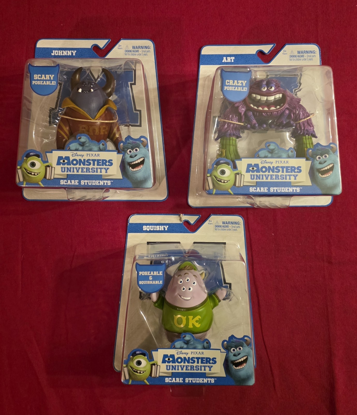 ■ 2013 ■ RARE ■ Lot of 3 Monsters Inc University: Art, Johnny, Squishy 4