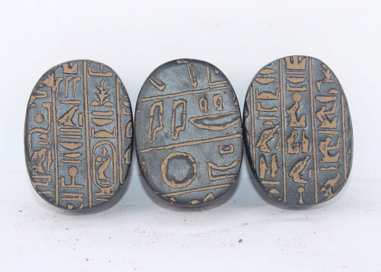 3 UNIQUE PHARAONIC HANDMADE ANCIENT EGYPTIAN Stone Old Scarab (BD)
