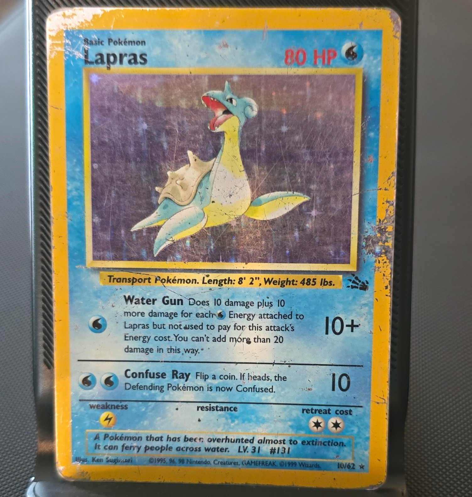 Pokémon Fossil Lapras 10/62 Holo Rare English Trading Card. HP