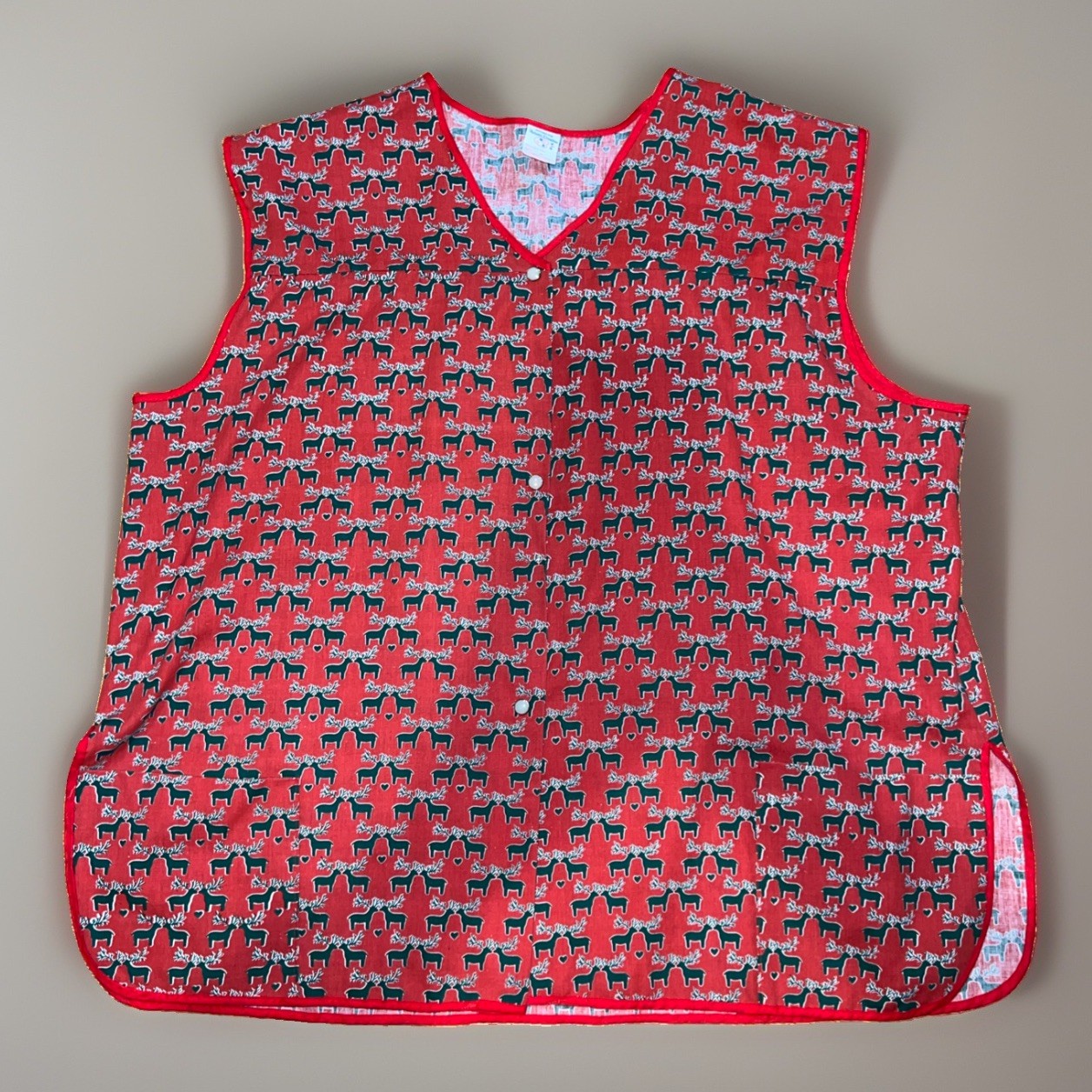 Vintage Artistic Creation Cobbler Smock Apron Womens 2X Reindeer Pockets Snaps