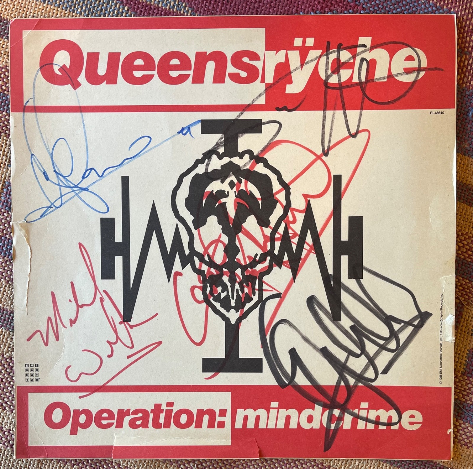 Queensryche SIGNED AUTOGRAPHED VINYL Operation Mindcrime RARE ROCK X2 Eddie Mike