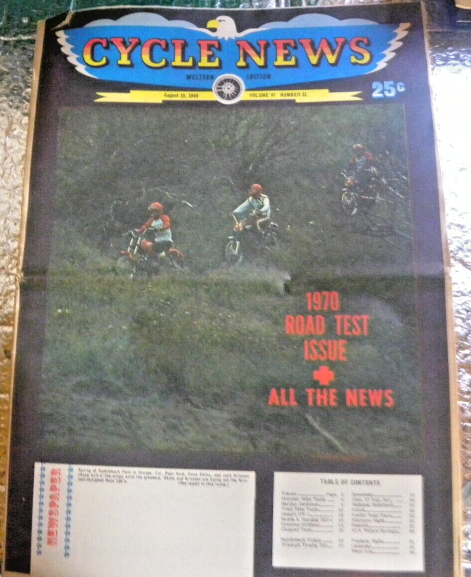 CYCLE NEWS  Western Edition Magazine August 19 1969 1970 Road Test Issue