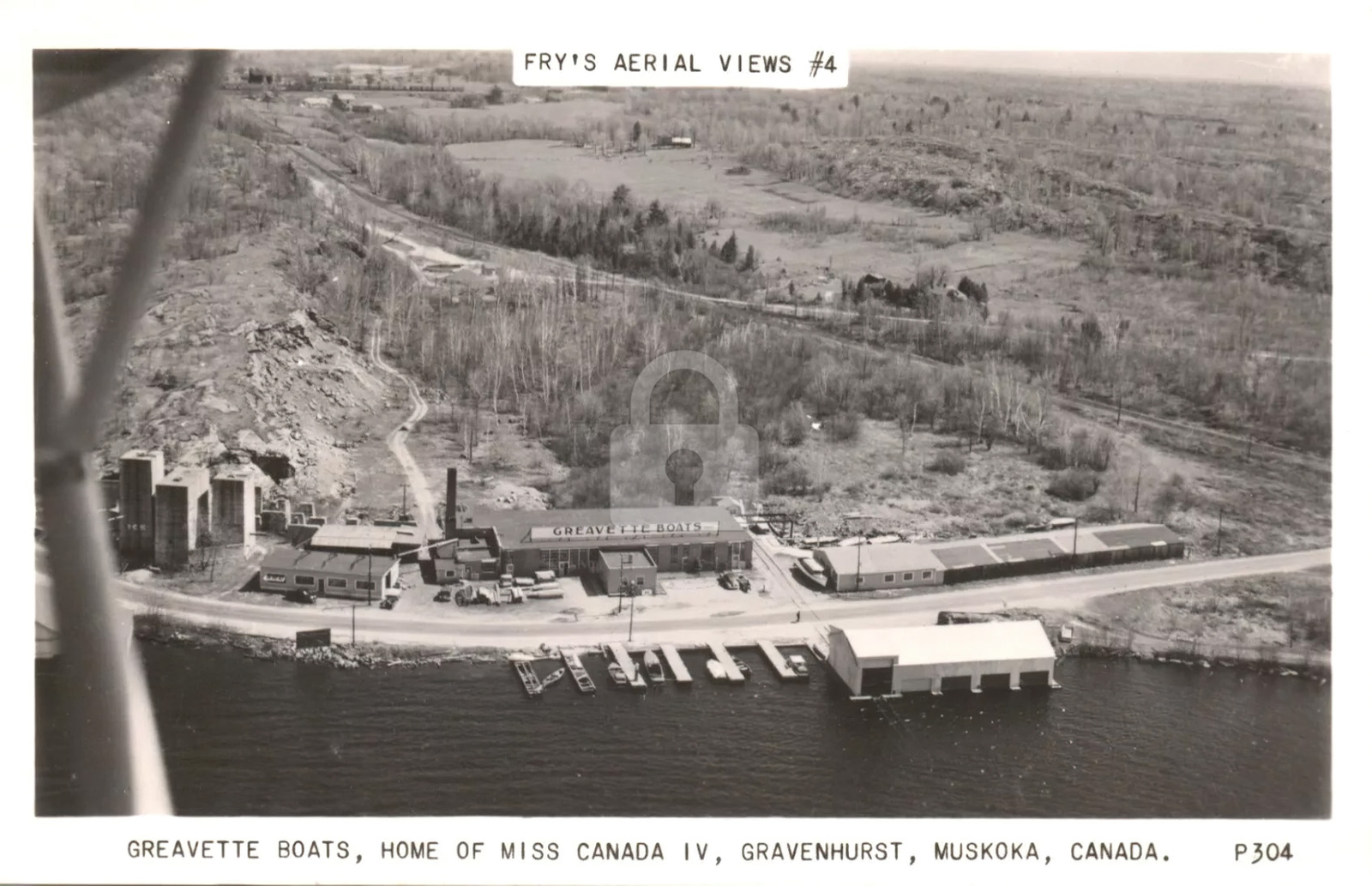 Greavette Boats Gravenhurst Muskoka Canada Aerial View 2 RPPC Postcard Copy