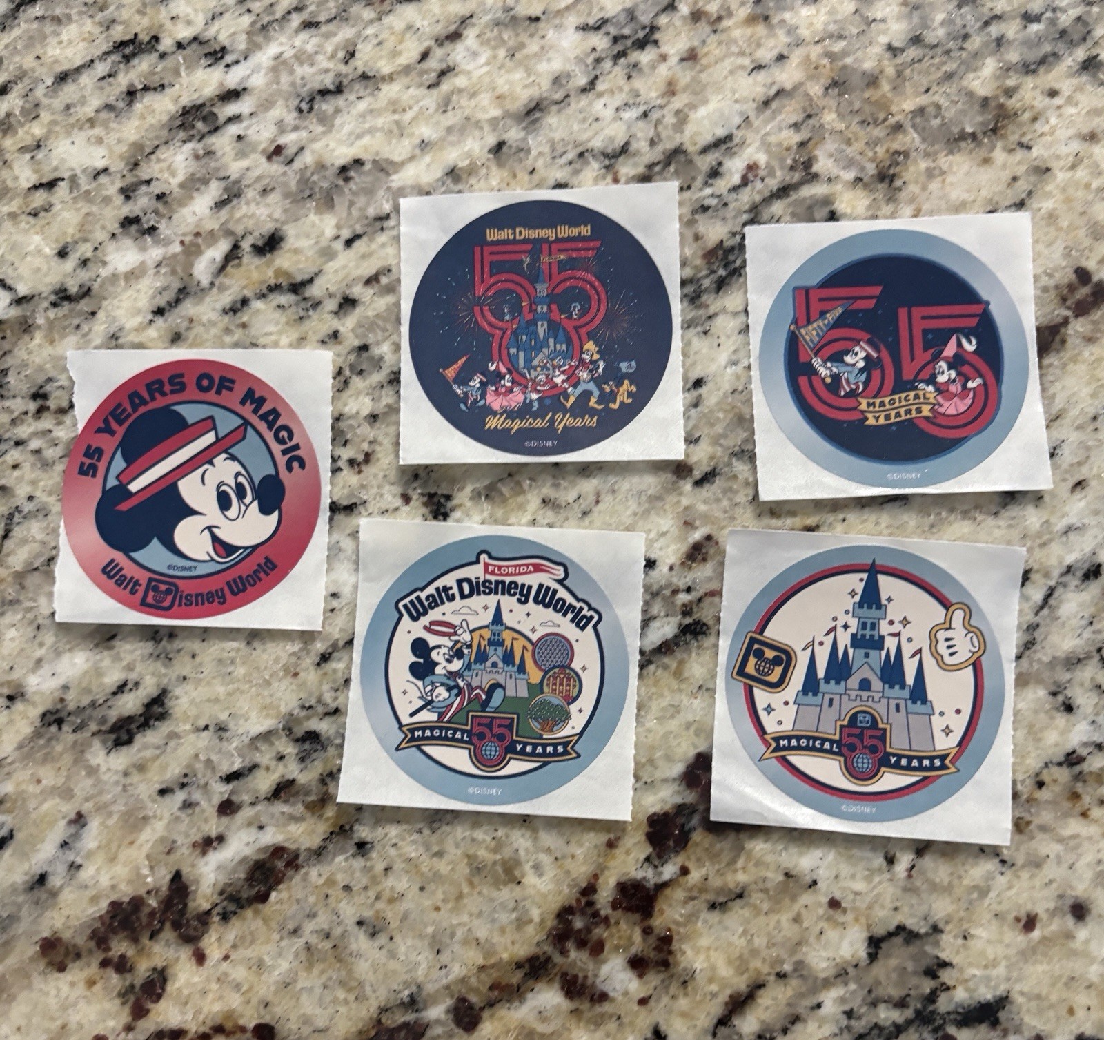 2026 Disney World 55th Anniversary Full Set Of 5 Stickers