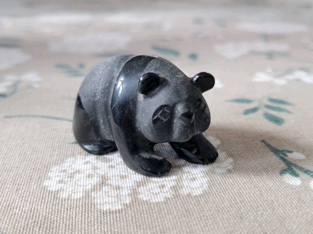 Natural obsidian Quartz hand Carved PANDA Bear Cute*